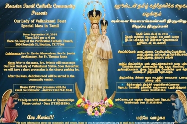 Feast of Our Lady of Vailankanni - Special Mass in Tamil Feast of Our Lady of Vailankanni - Special Mass in Tamil